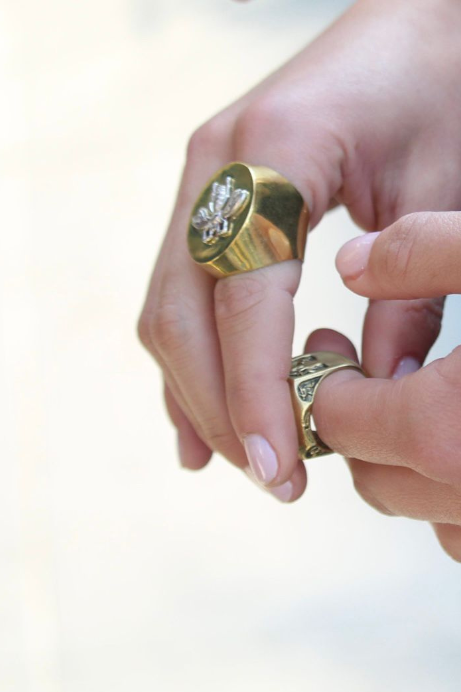 Anillo bronce abeja plata