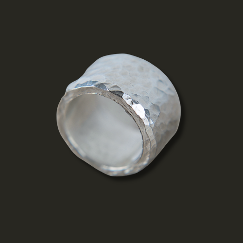 Anillo Machacado Plata L — Co Rivera Chile