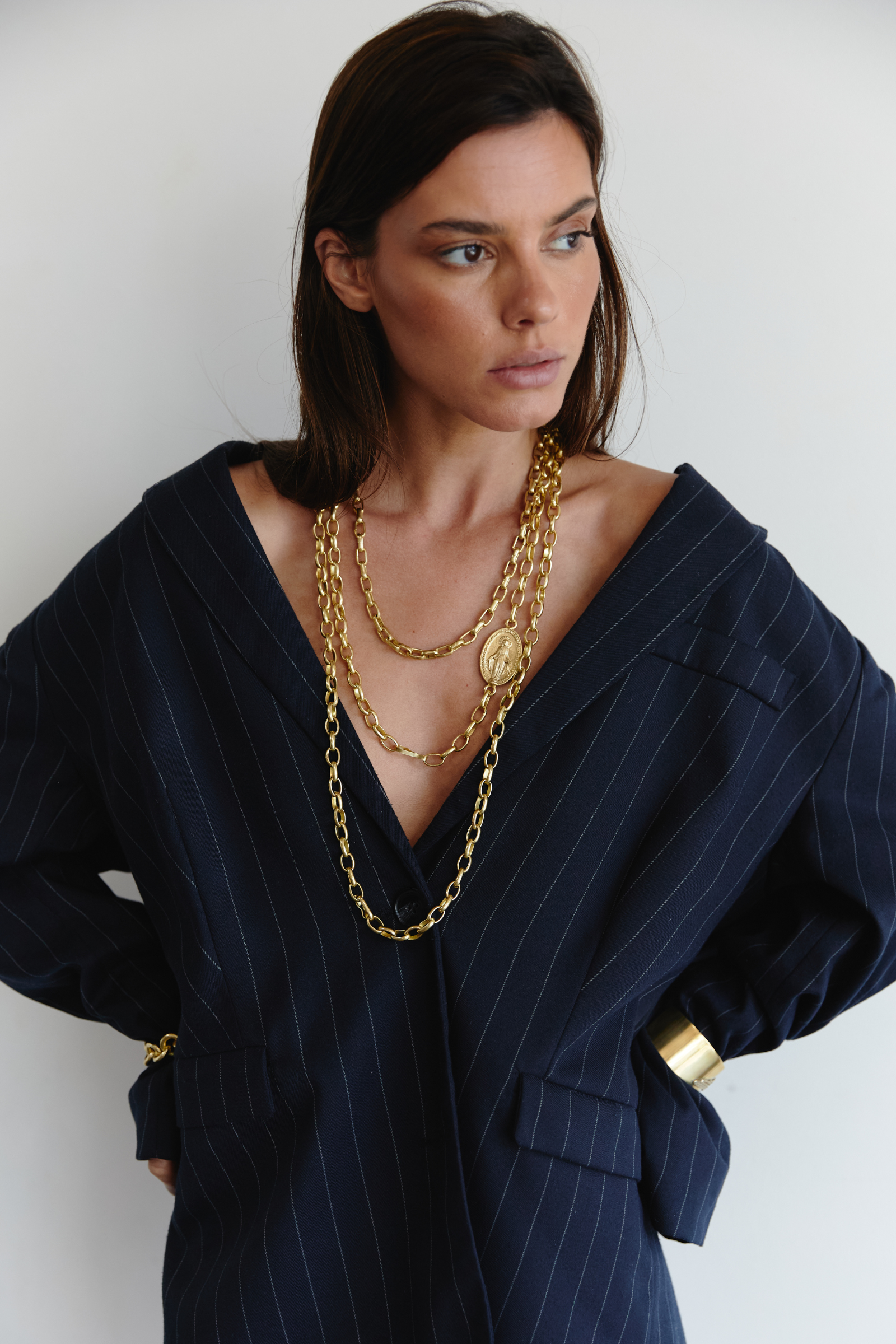 Cadena media caña bronce