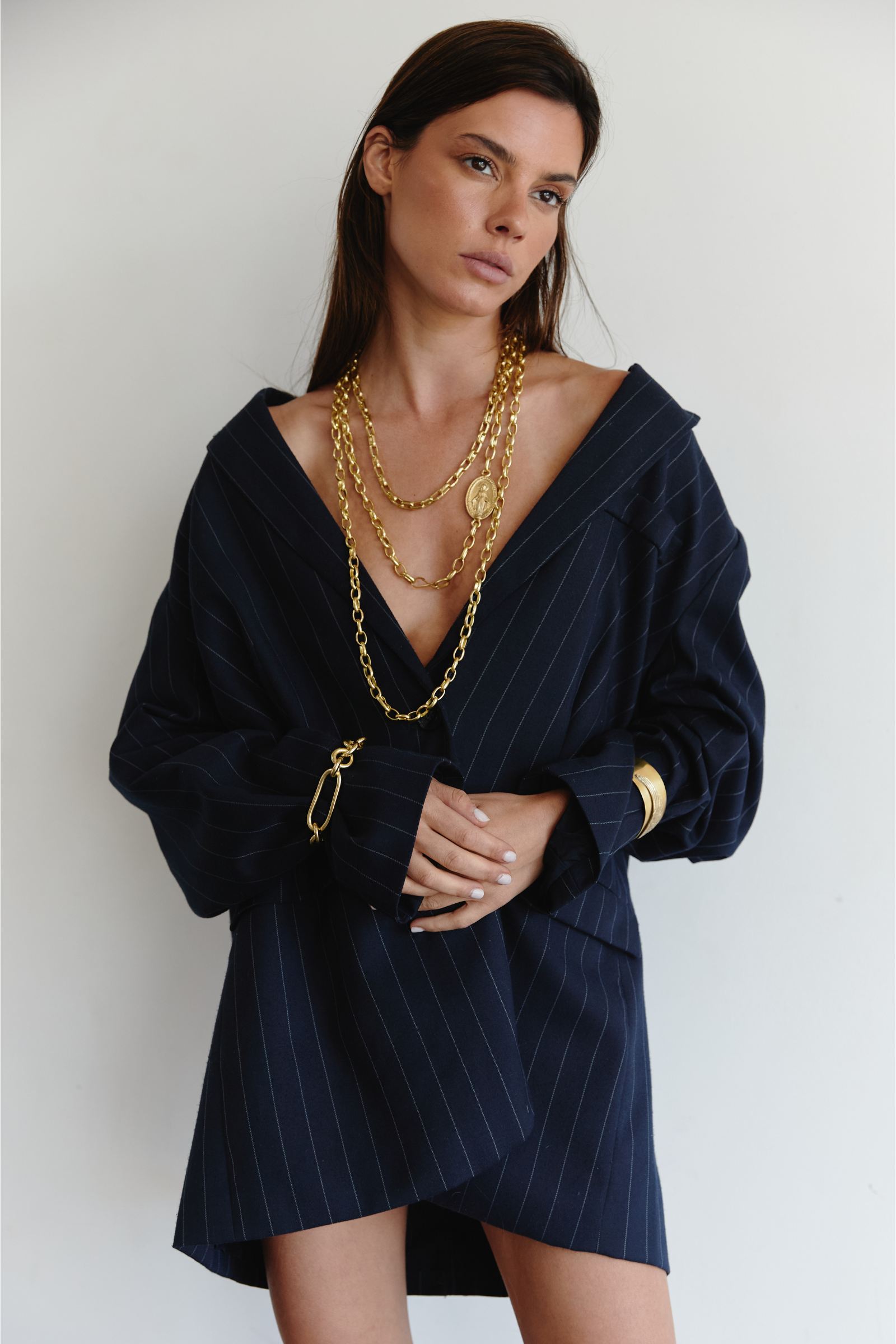 Cadena media caña bronce