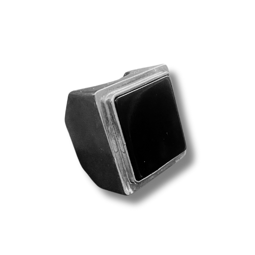 Anillo Ónix Cuadrado Plata — Co Rivera Chile