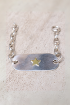Pulsera placa plata estrella bronce