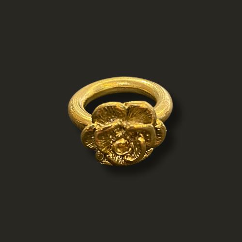 Anillo argolla flor bronce