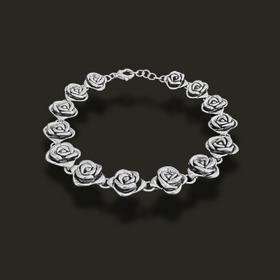 Collar de rosas en plata