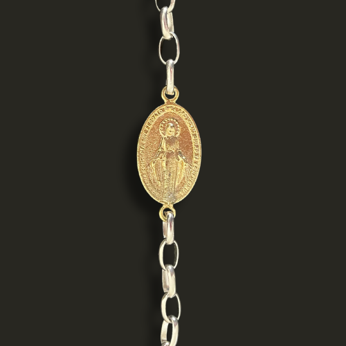 Pulsera Virgen bronce y plata