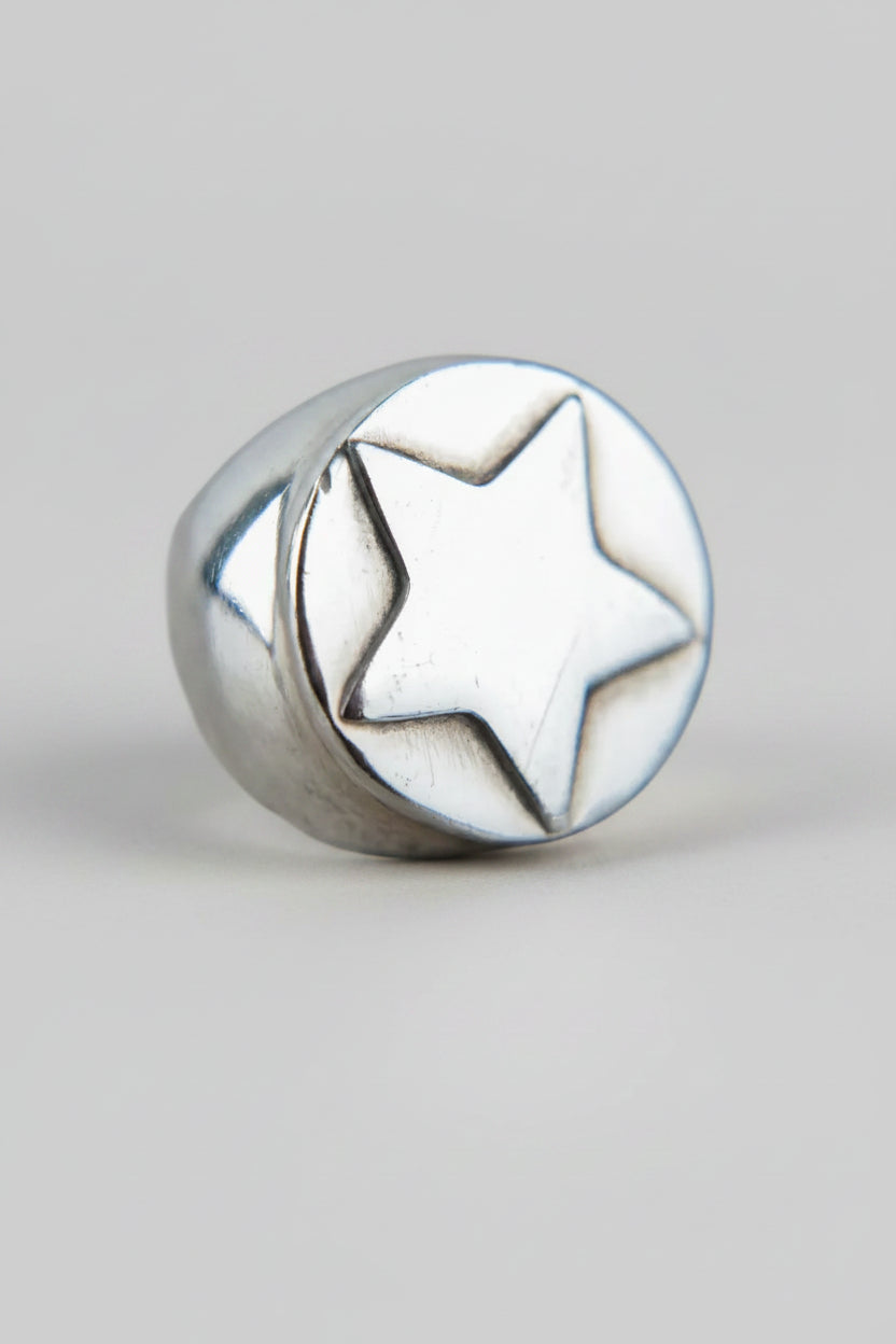 Anillo sello estrella plata