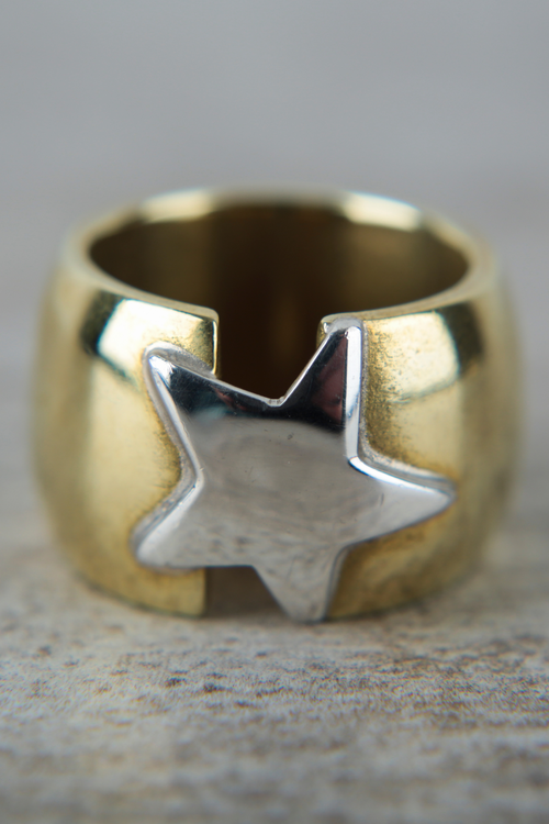 Anillo Co Bronce Estrella Plata — Co Rivera Chile