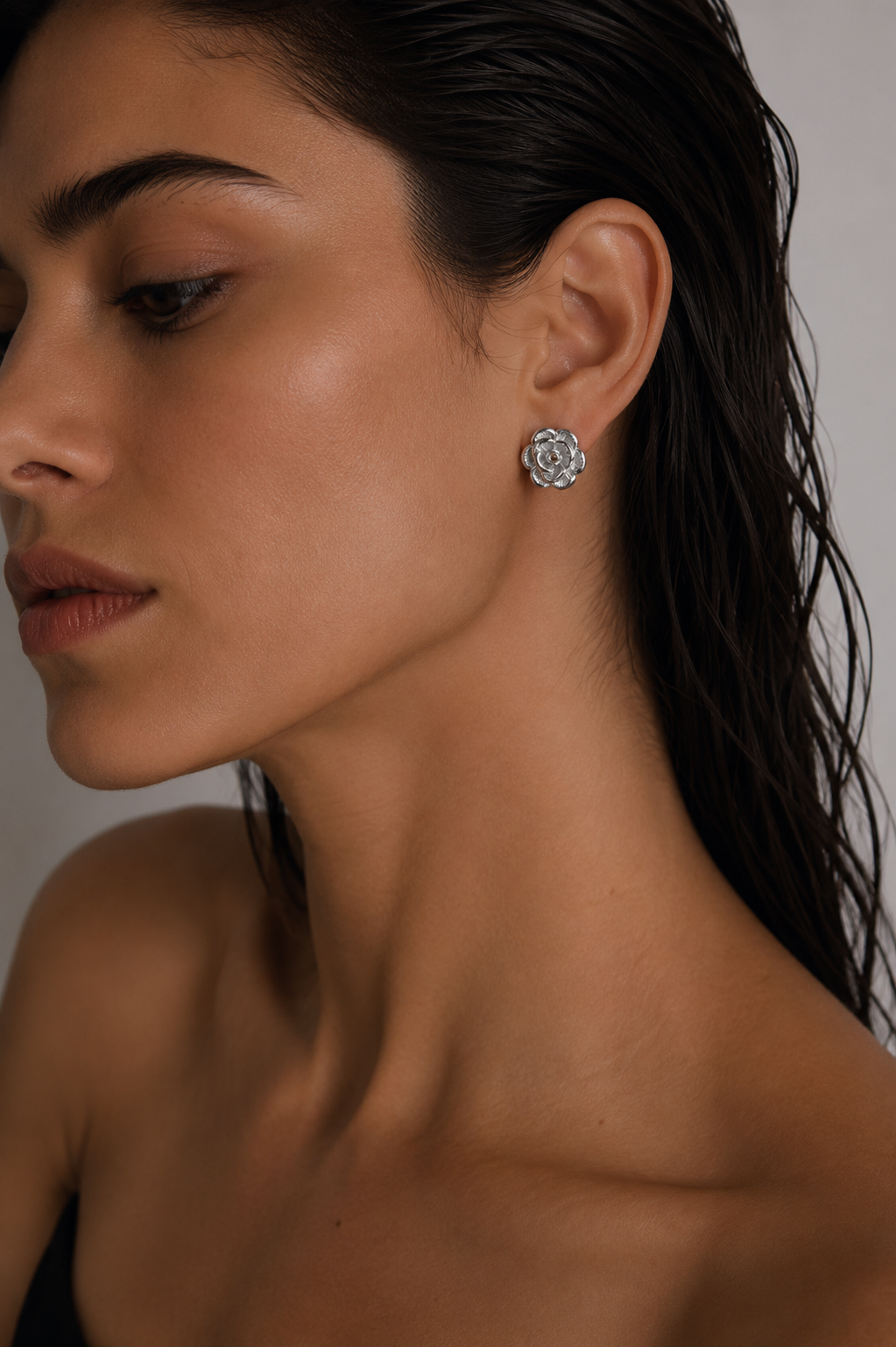 Aros flor plata