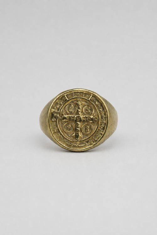 Anillo chevalier San Benito bronce