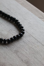Collar piezas de onix terminación plata 45 cm