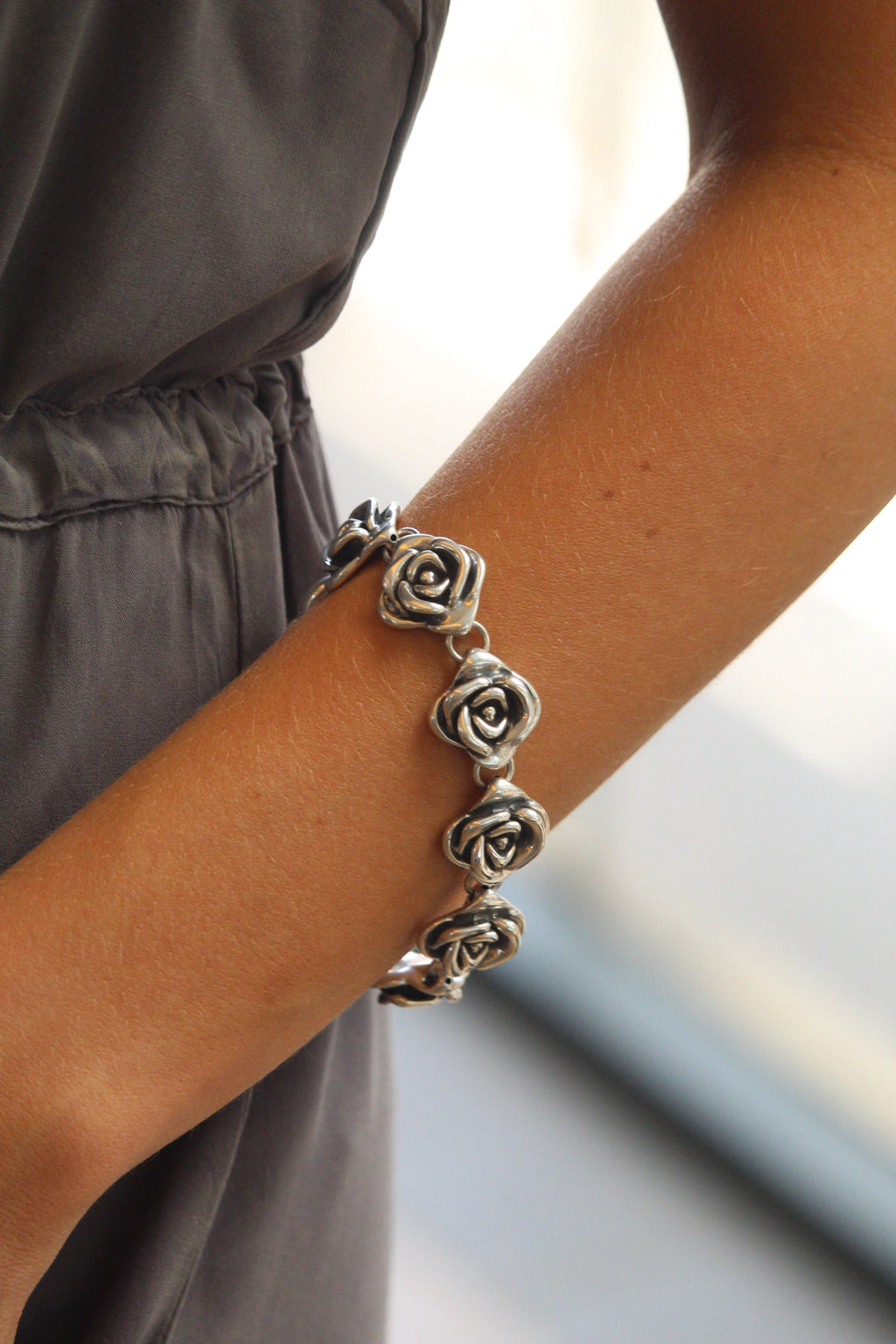Pulsera Rosas Plata — Co Rivera Chile