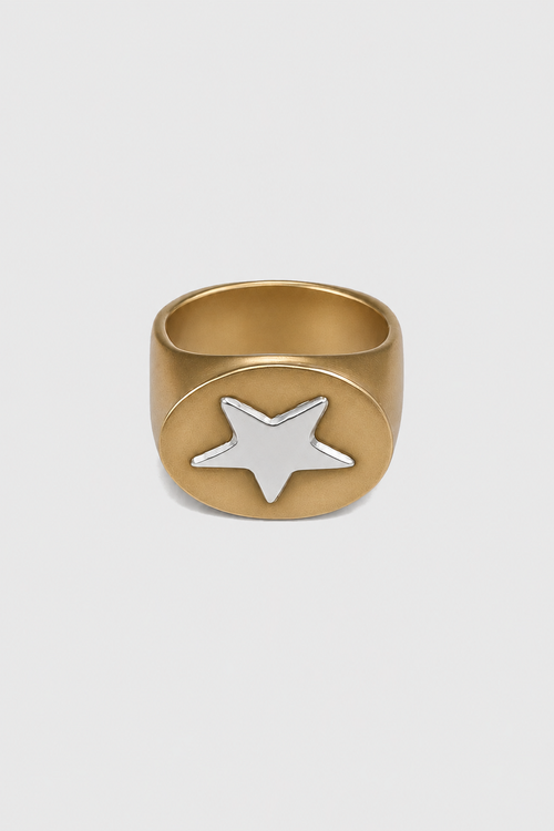 Anillo bronce estrella plata chevalier — Co Rivera Chile