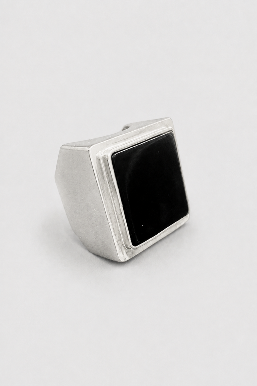 Anillo Ónix Cuadrado Plata