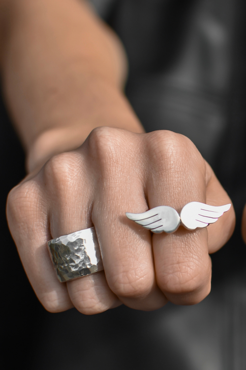Anillo alas plata