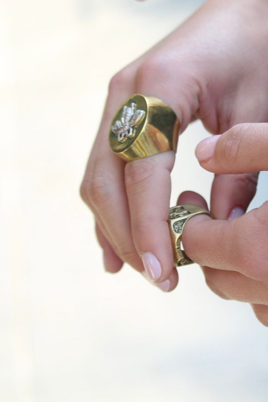Anillo bronce abeja plata
