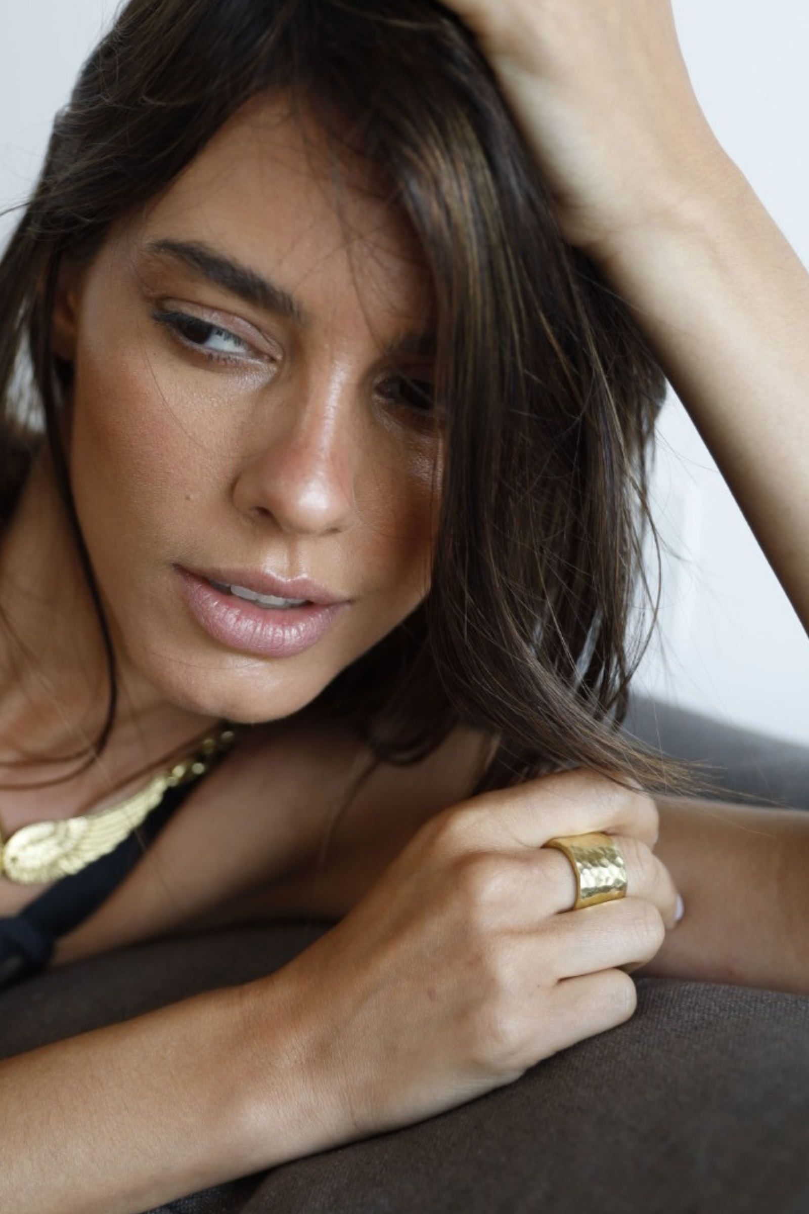 Anillo machacado bronce L