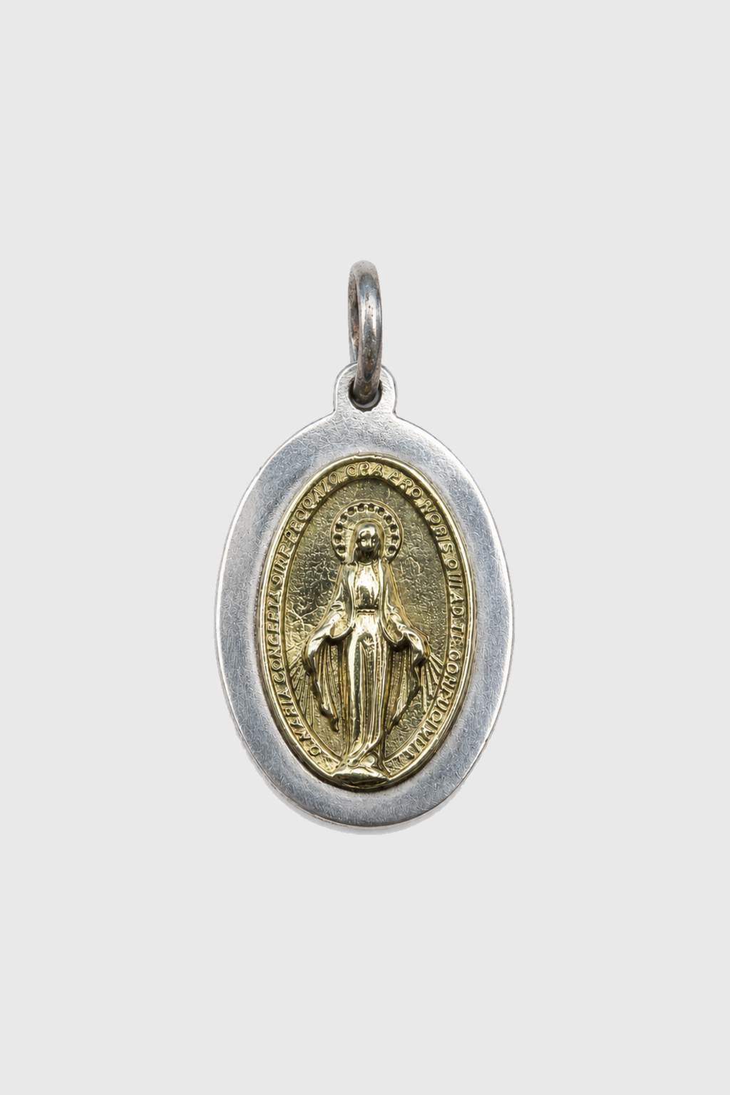 Medalla de bronce con borde de plata Virgen de los Rayos — Co Rivera Chile