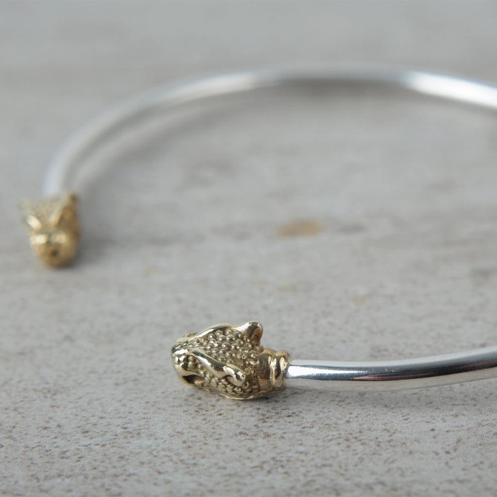 Chocker Plata Cabeza Puma Bronce